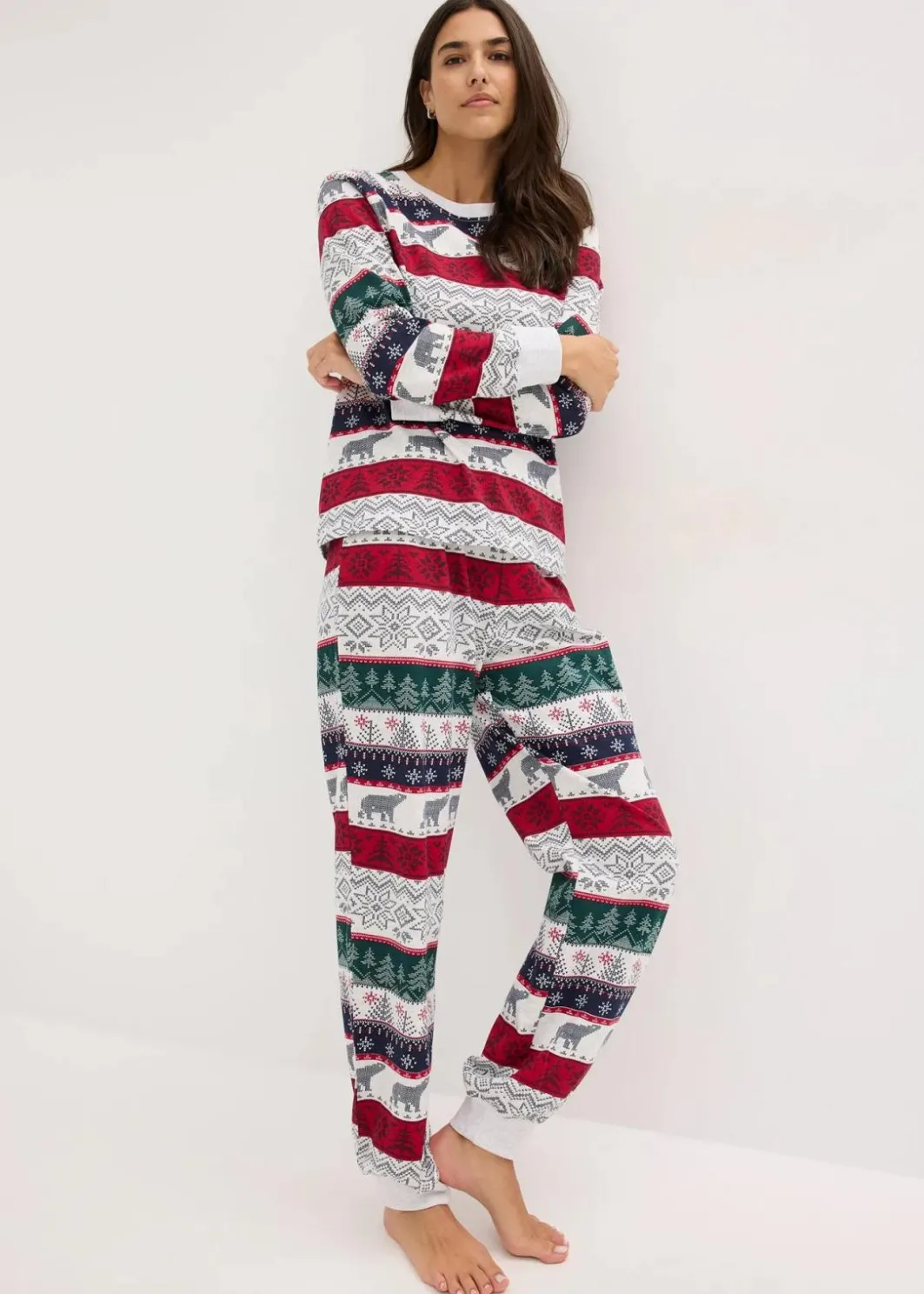 Damen bonprix Wäsche·Nachtwäsche|Nachtwäsche|Pyjama aus weicher Baumwolle mit Geschenktasche