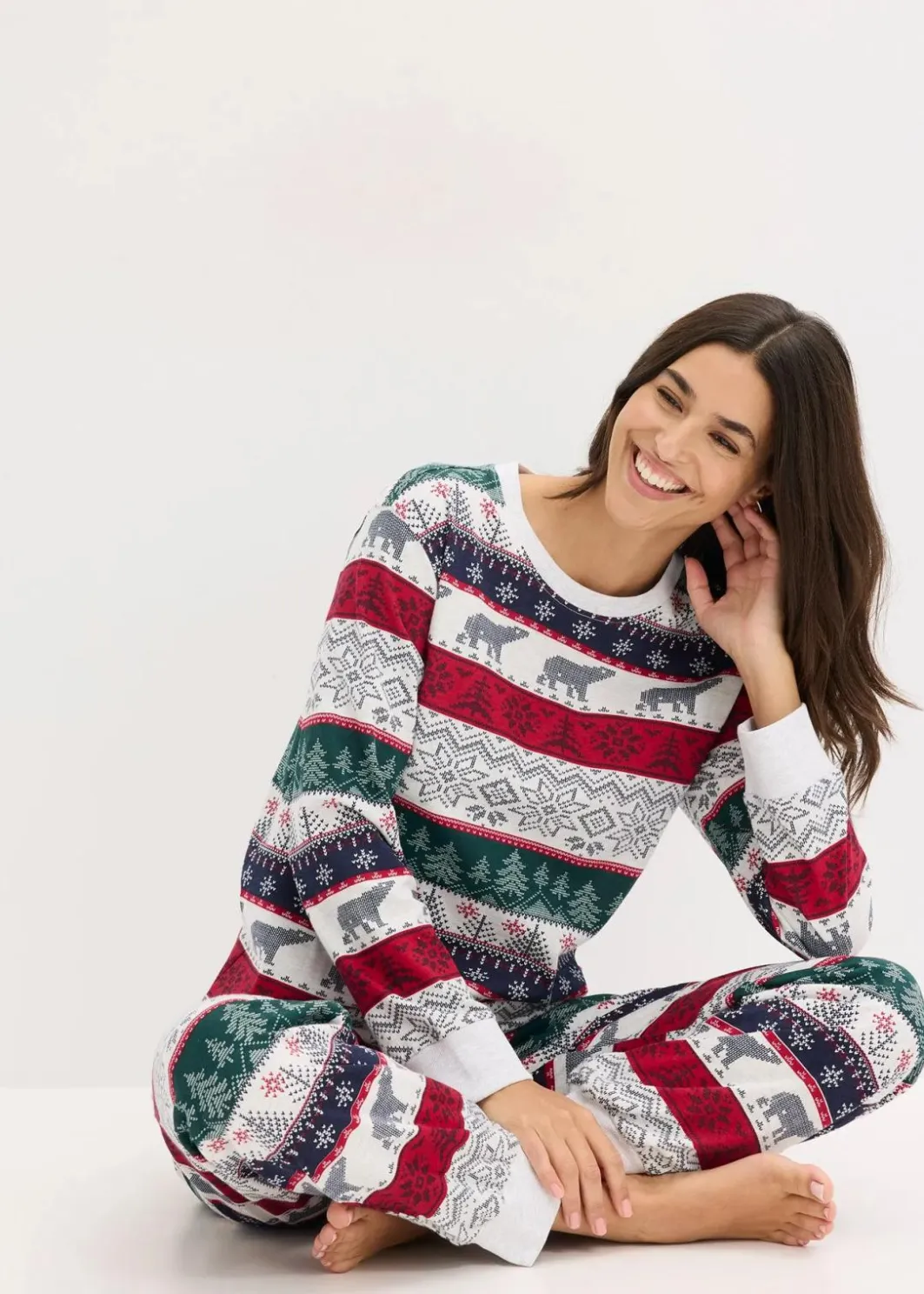 Damen bonprix Wäsche·Nachtwäsche|Nachtwäsche|Pyjama aus weicher Baumwolle mit Geschenktasche
