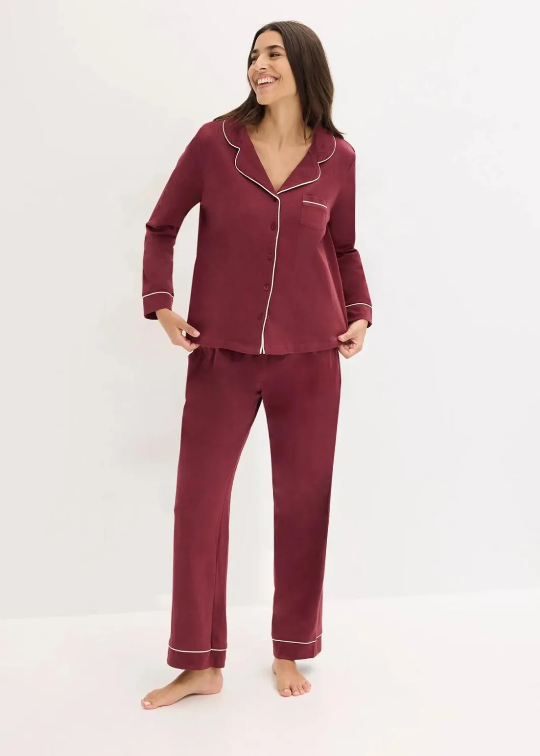 Pyjama aus weicher Baumwolle mit Knopfleiste Damen Wäsche·Nachtwäsche|Nachtwäsche