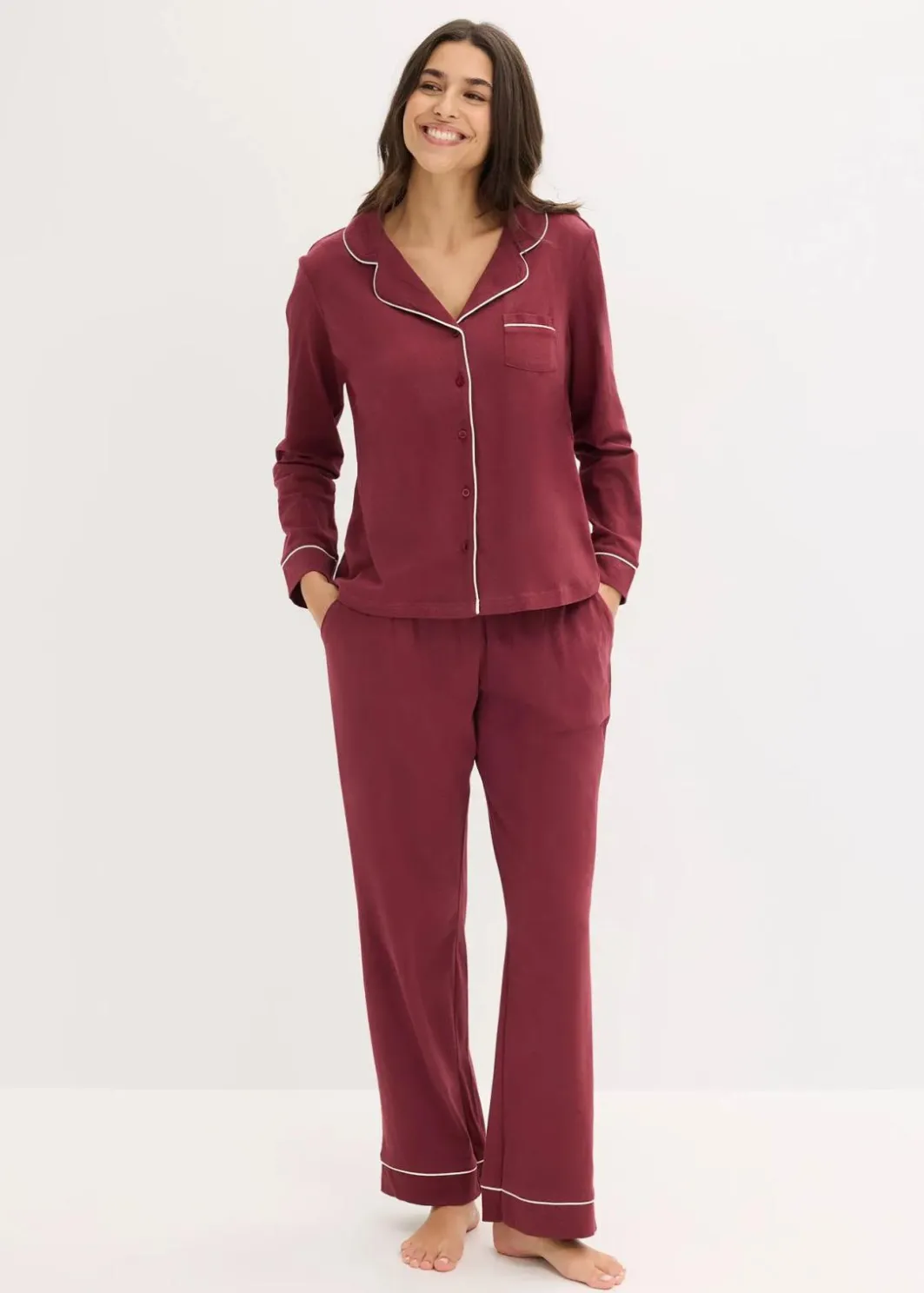 Pyjama aus weicher Baumwolle mit Knopfleiste Damen Wäsche·Nachtwäsche|Nachtwäsche