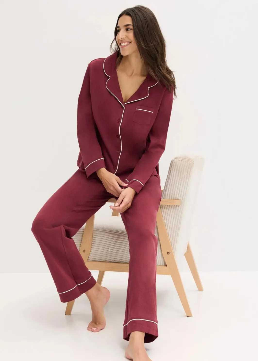 Pyjama aus weicher Baumwolle mit Knopfleiste Damen Wäsche·Nachtwäsche|Nachtwäsche