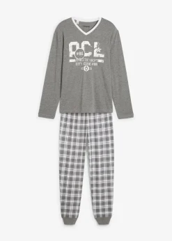 Herren bonprix Pyjamas|Große Größen|Pyjama mit Baumwolle und langen Ärmeln
