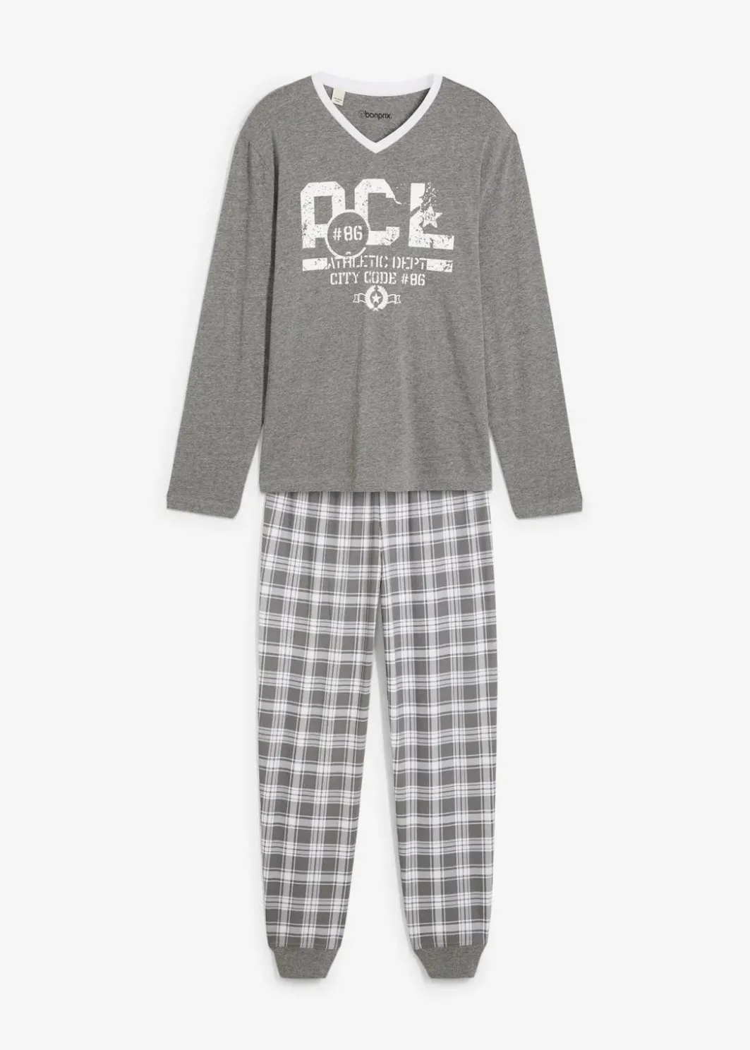 Herren bonprix Pyjamas|Große Größen|Pyjama mit Baumwolle und langen Ärmeln