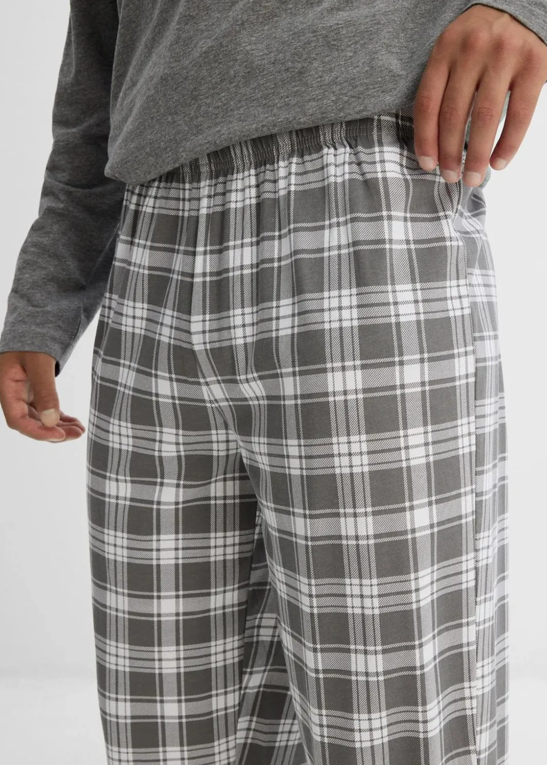 Herren bonprix Pyjamas|Große Größen|Pyjama mit Baumwolle und langen Ärmeln