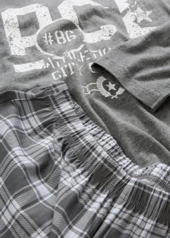 Herren bonprix Pyjamas|Große Größen|Pyjama mit Baumwolle und langen Ärmeln