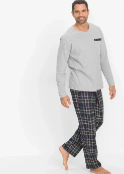 Online Pyjama mit Bio-Baumwolle und langen Ärmeln Herren Pyjamas|Große Größen