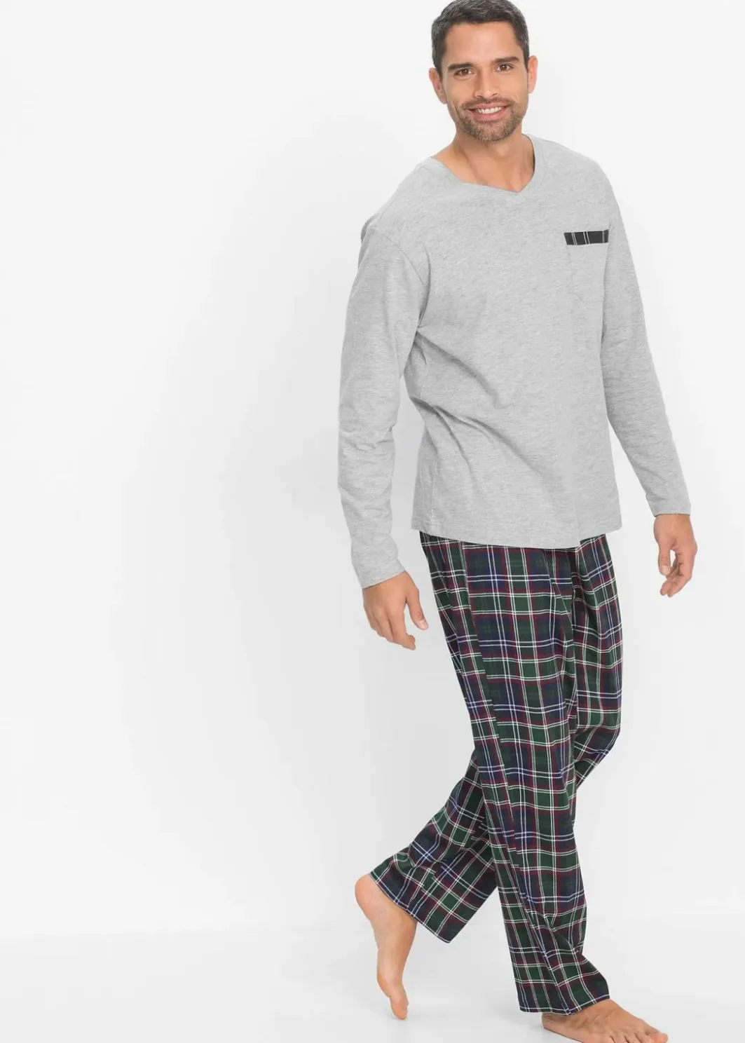 Online Pyjama mit Bio-Baumwolle und langen Ärmeln Herren Pyjamas|Große Größen