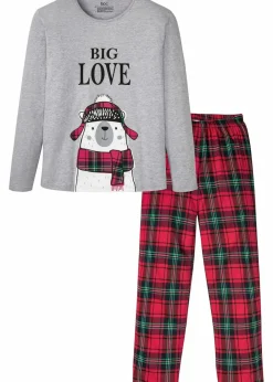 Herren bonprix Pyjamas|Große Größen|Pyjama mit Bio-Baumwolle und langen Ärmeln