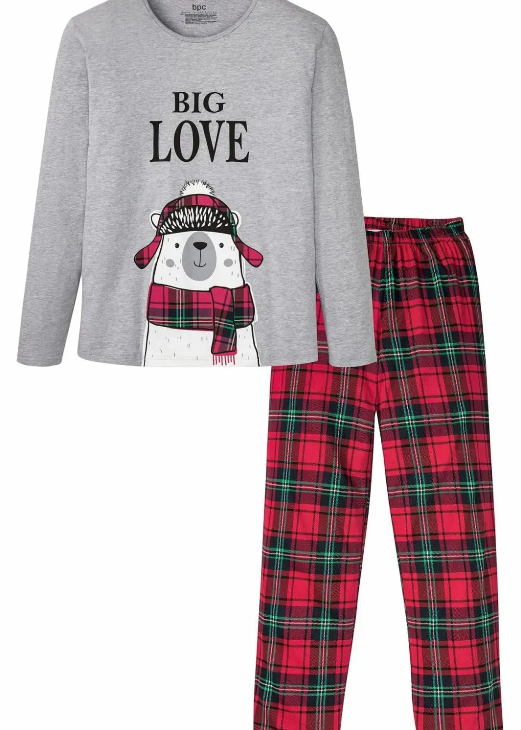 Herren bonprix Pyjamas|Große Größen|Pyjama mit Bio-Baumwolle und langen Ärmeln