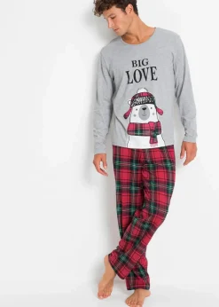 Herren bonprix Pyjamas|Große Größen|Pyjama mit Bio-Baumwolle und langen Ärmeln