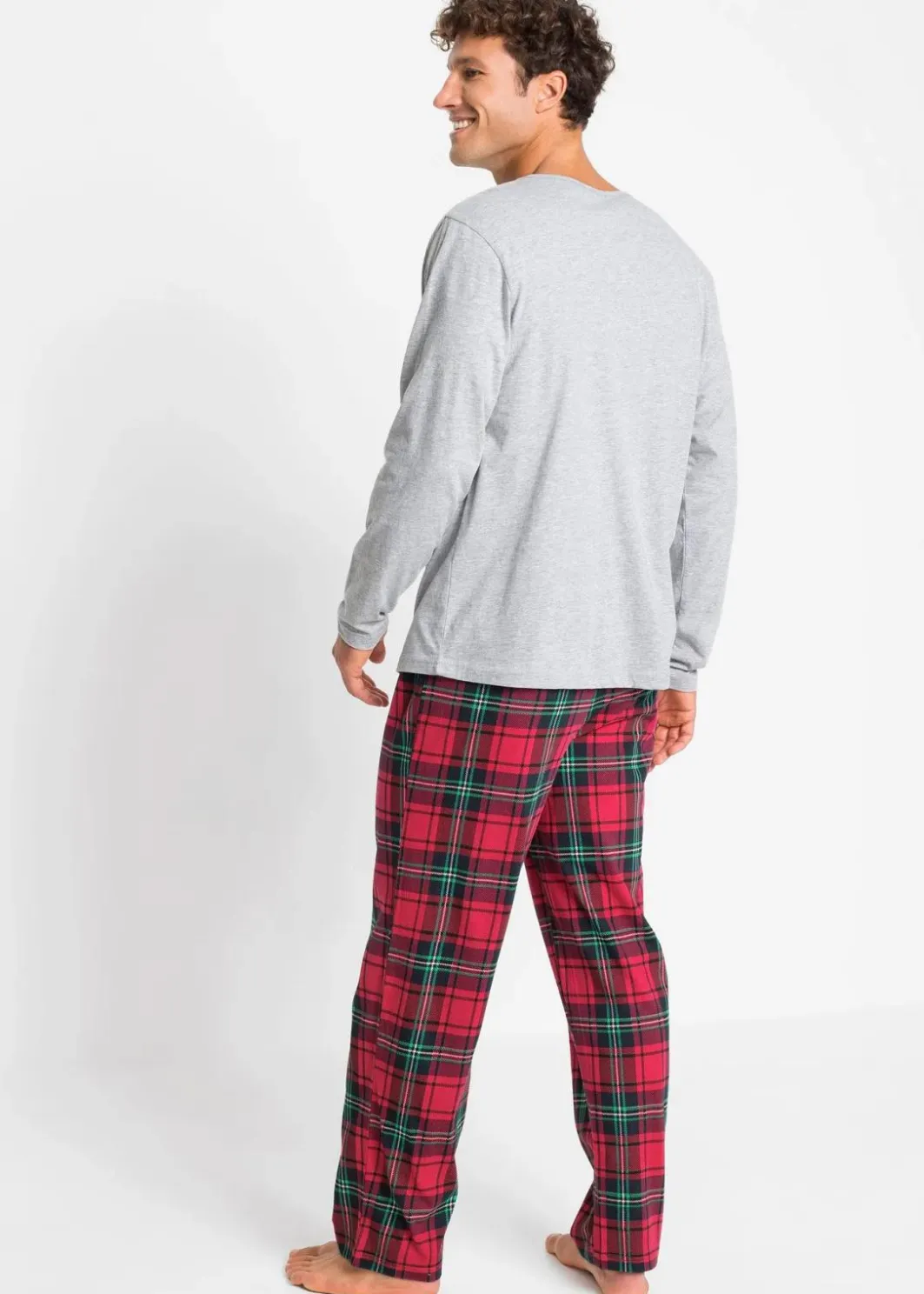 Herren bonprix Pyjamas|Große Größen|Pyjama mit Bio-Baumwolle und langen Ärmeln