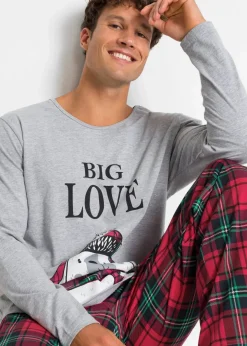 Herren bonprix Pyjamas|Große Größen|Pyjama mit Bio-Baumwolle und langen Ärmeln