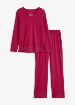 Damen bonprix Wäsche·Nachtwäsche|Nachtwäsche|Pyjama mit dezenter Spitze