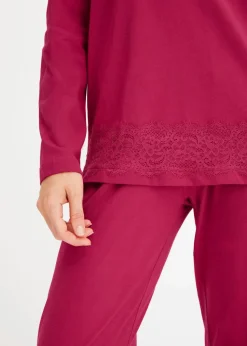 Damen bonprix Wäsche·Nachtwäsche|Nachtwäsche|Pyjama mit dezenter Spitze