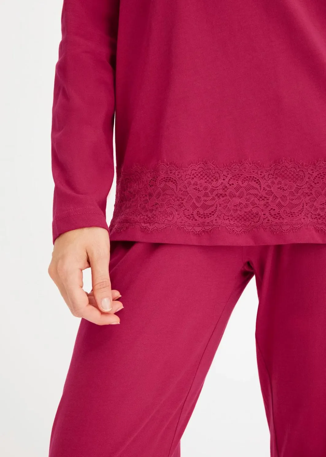 Damen bonprix Wäsche·Nachtwäsche|Nachtwäsche|Pyjama mit dezenter Spitze