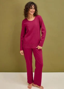 Damen bonprix Wäsche·Nachtwäsche|Nachtwäsche|Pyjama mit dezenter Spitze