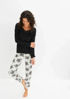 Damen bonprix Wäsche·Nachtwäsche|Nachhaltigere Materialien|Pyjama mit dezenter Spitze
