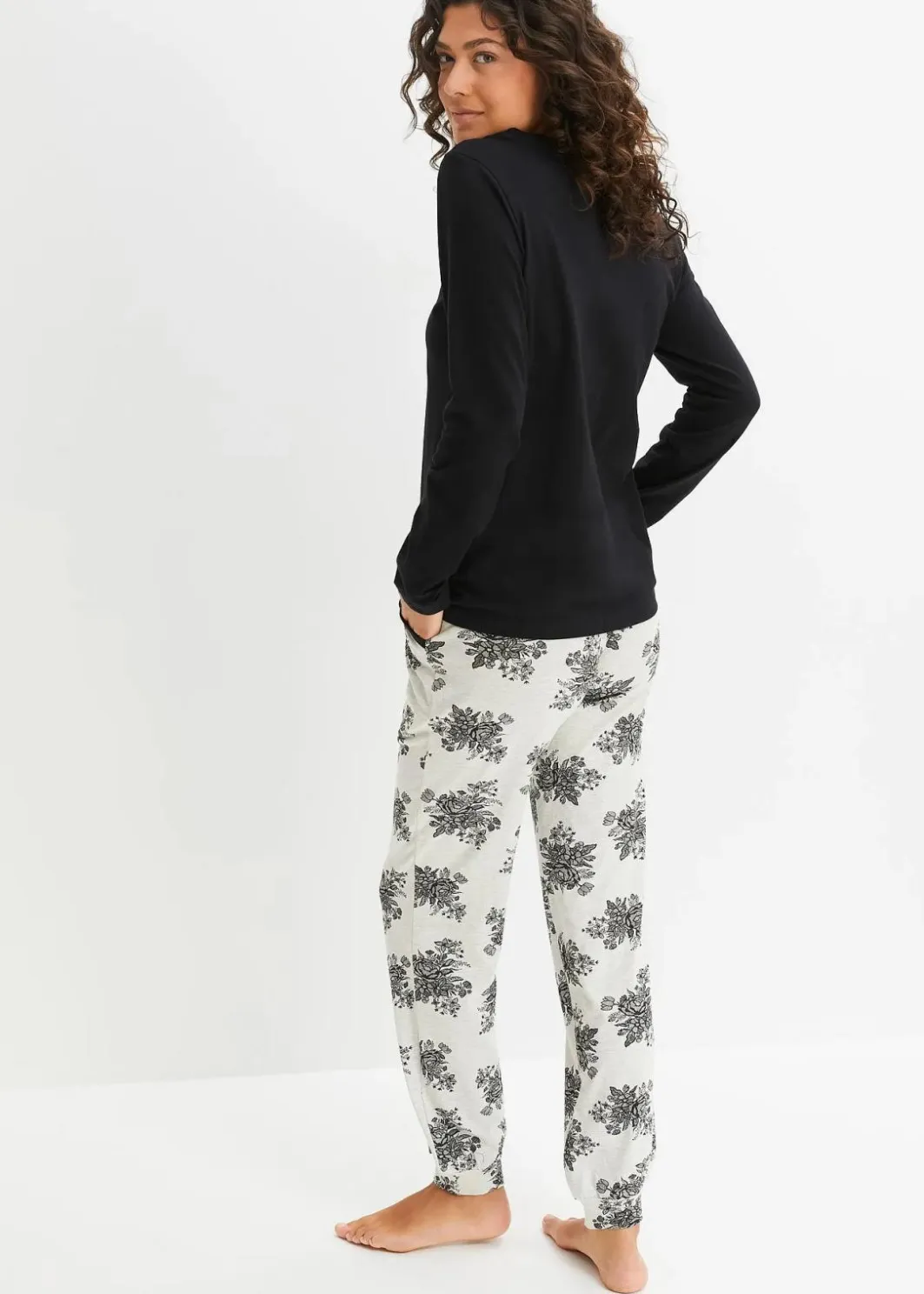 Damen bonprix Wäsche·Nachtwäsche|Nachhaltigere Materialien|Pyjama mit dezenter Spitze