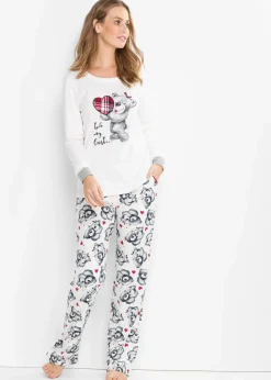 Damen bonprix Wäsche·Nachtwäsche|Nachhaltigere Materialien|Pyjama mit Flanellapplikation