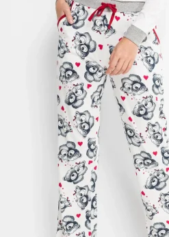 Damen bonprix Wäsche·Nachtwäsche|Nachhaltigere Materialien|Pyjama mit Flanellapplikation