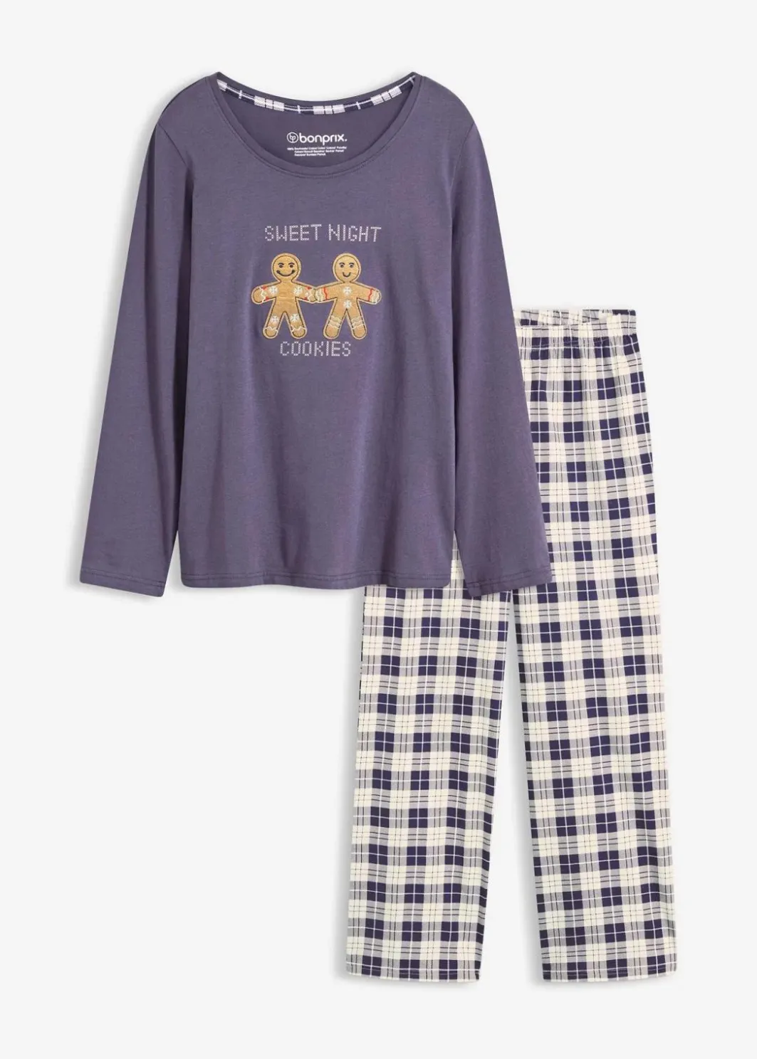Damen bonprix Wäsche·Nachtwäsche|Nachtwäsche|Pyjama mit Flanellhose