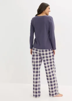 Damen bonprix Wäsche·Nachtwäsche|Nachtwäsche|Pyjama mit Flanellhose