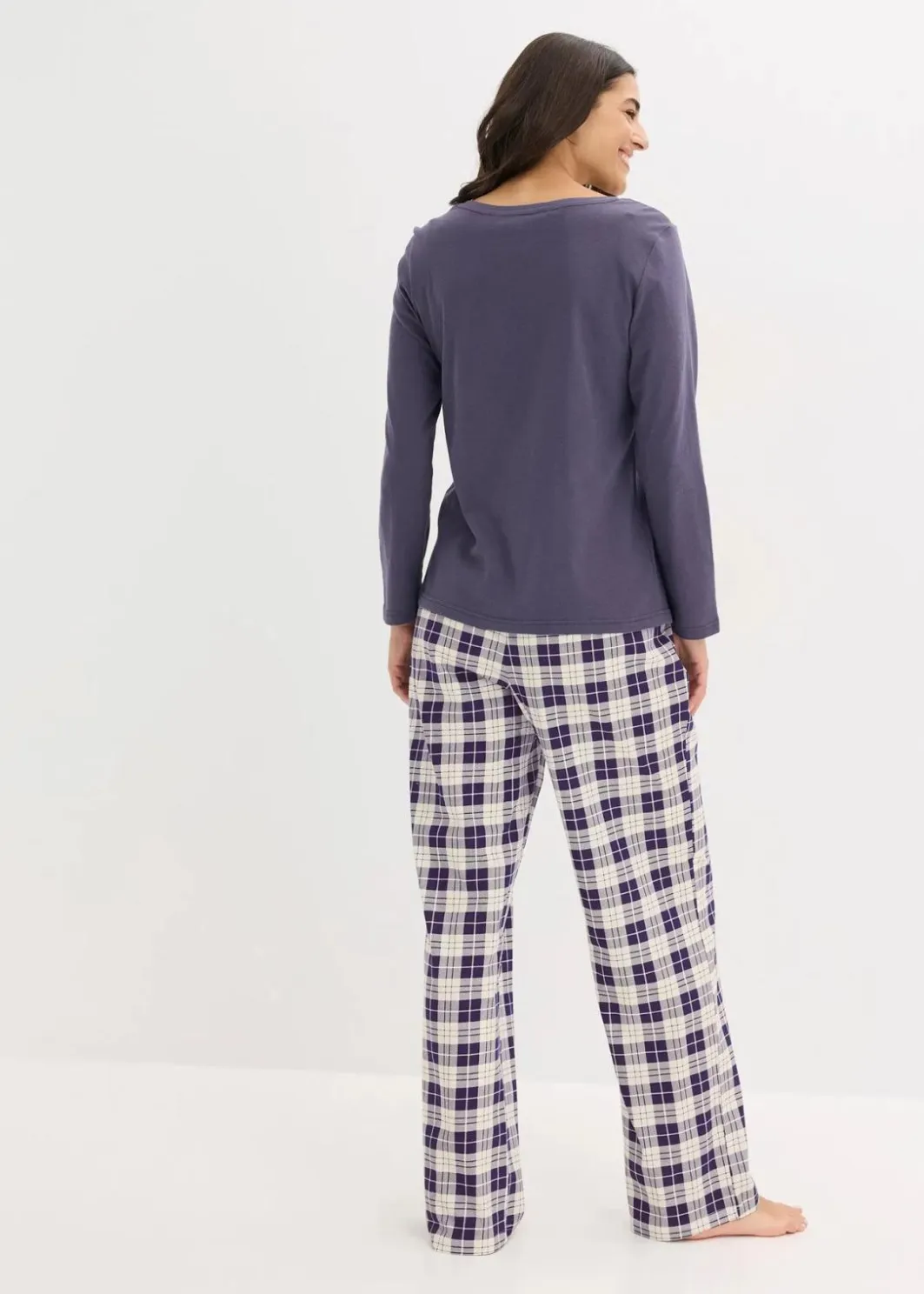 Damen bonprix Wäsche·Nachtwäsche|Nachtwäsche|Pyjama mit Flanellhose