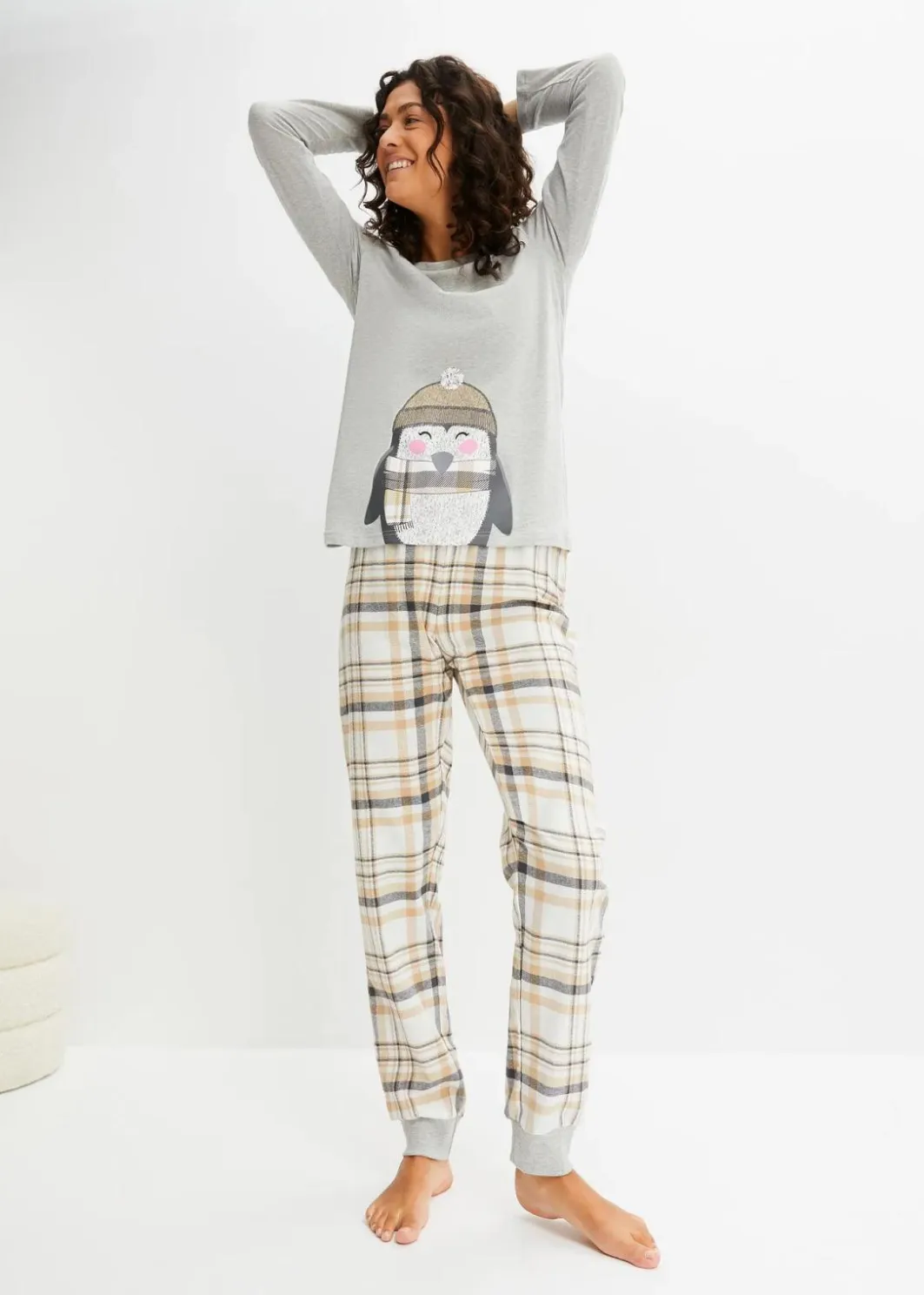 Damen bonprix Wäsche·Nachtwäsche|Nachtwäsche|Pyjama mit Flanellhose