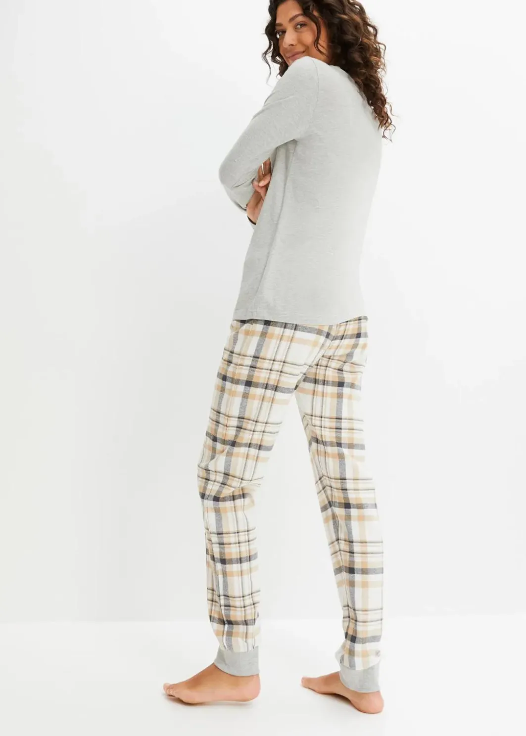 Damen bonprix Wäsche·Nachtwäsche|Nachtwäsche|Pyjama mit Flanellhose