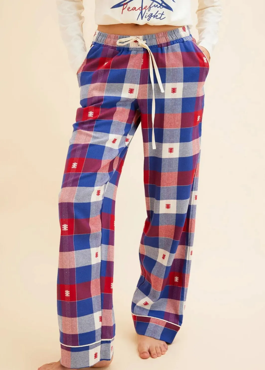 Damen bonprix Wäsche·Nachtwäsche|Nachtwäsche|Pyjama mit Flanellhose