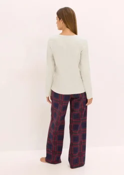 Damen bonprix Wäsche·Nachtwäsche|Nachtwäsche|Pyjama mit Flanellhose und Geschenktasche