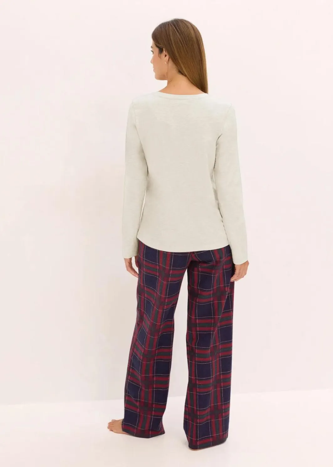 Damen bonprix Wäsche·Nachtwäsche|Nachtwäsche|Pyjama mit Flanellhose und Geschenktasche
