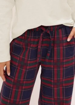 Damen bonprix Wäsche·Nachtwäsche|Nachtwäsche|Pyjama mit Flanellhose und Geschenktasche