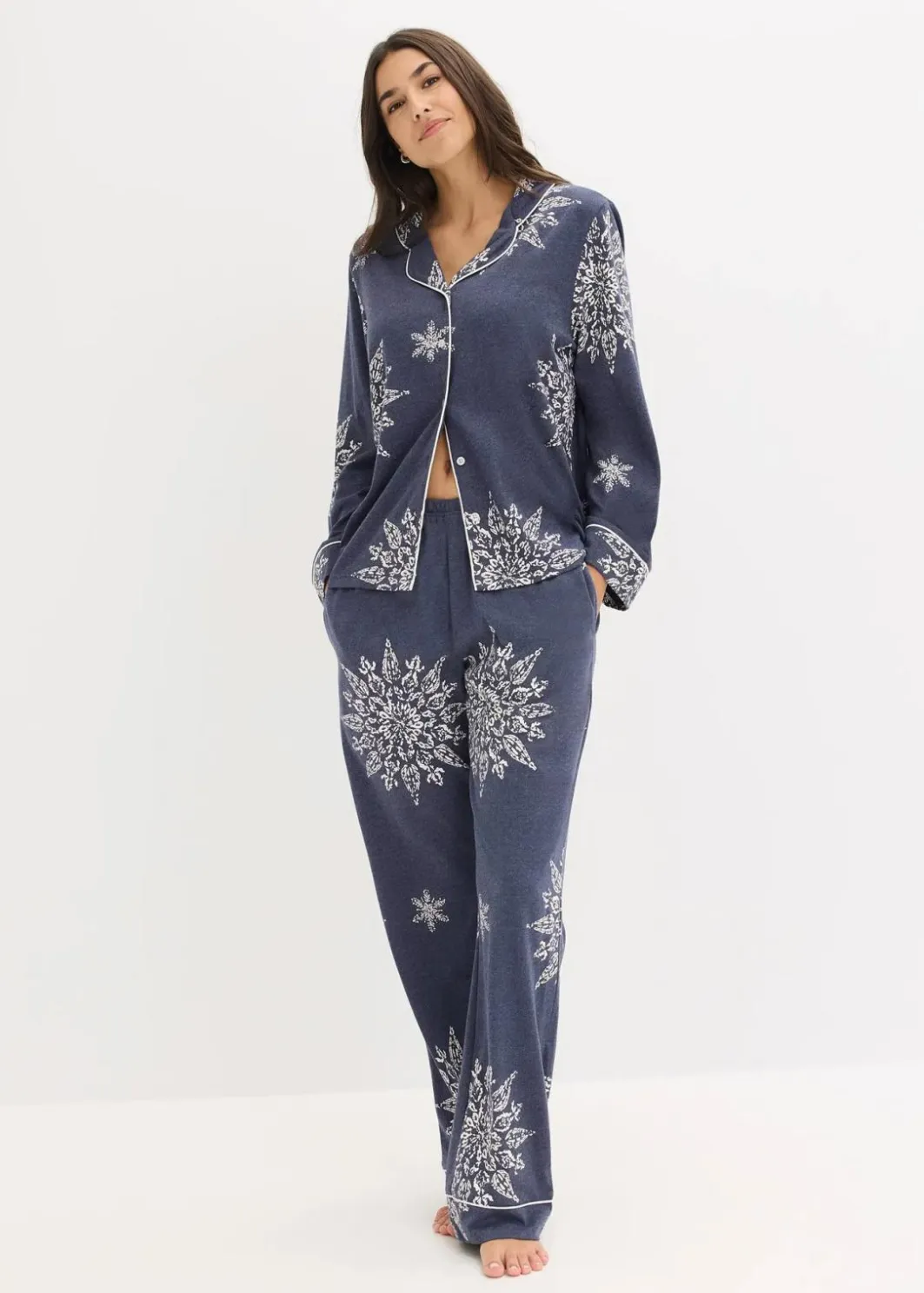 Damen bonprix Wäsche·Nachtwäsche|Nachtwäsche|Pyjama mit Knopfleiste