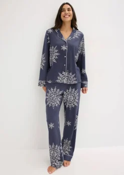Damen bonprix Wäsche·Nachtwäsche|Nachtwäsche|Pyjama mit Knopfleiste