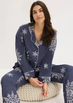 Damen bonprix Wäsche·Nachtwäsche|Nachtwäsche|Pyjama mit Knopfleiste