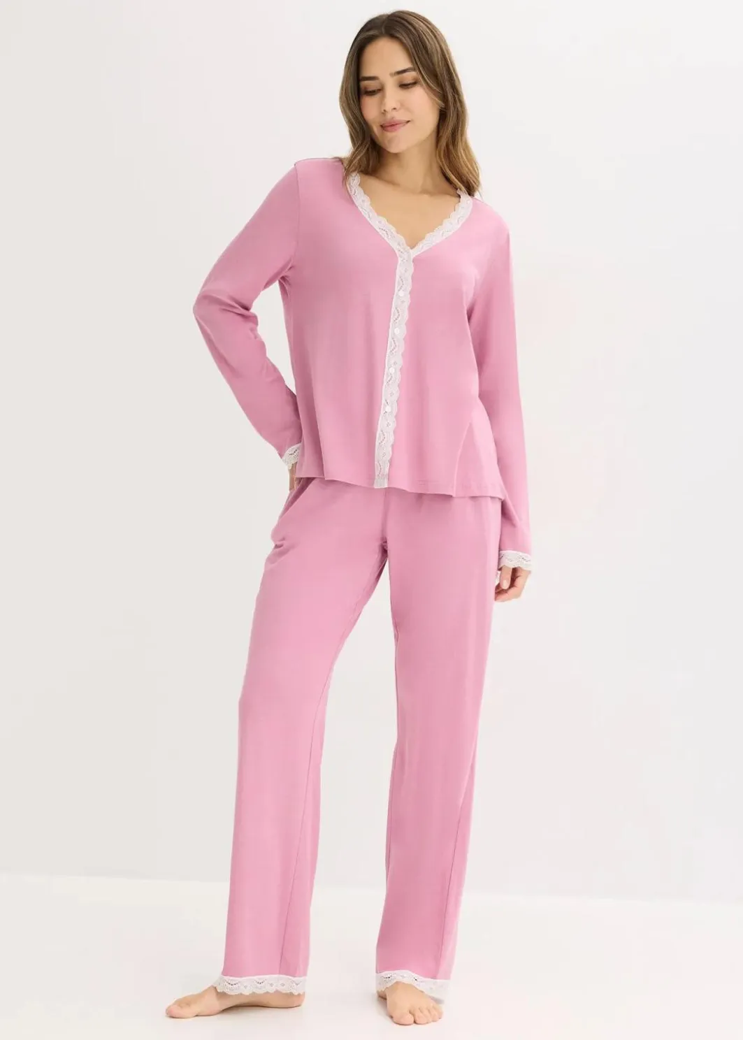 New Pyjama mit Knopfleiste Damen Wäsche·Nachtwäsche|Nachtwäsche