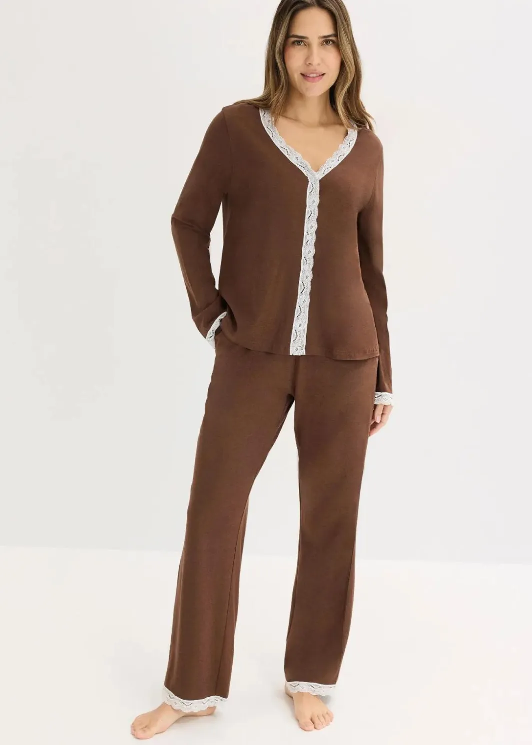New Pyjama mit Knopfleiste Damen Nachhaltigere Materialien|Nachtwäsche
