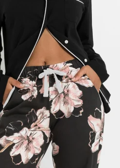 Damen bonprix Wäsche·Nachtwäsche|Nachtwäsche|Pyjama mit Knopfleiste
