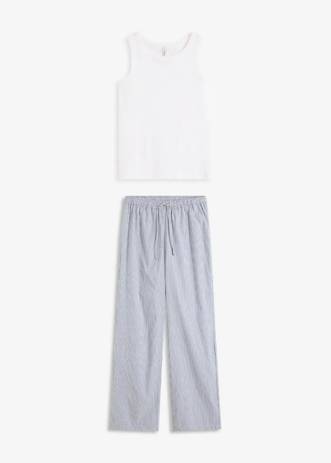 Damen bonprix Wäsche·Nachtwäsche|Nachtwäsche|Pyjama mit Ripp Top und gewebter Hose