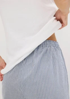 Damen bonprix Wäsche·Nachtwäsche|Nachtwäsche|Pyjama mit Ripp Top und gewebter Hose