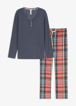 Damen bonprix Wäsche·Nachtwäsche|Nachtwäsche|Pyjama mit Rippshirt und Flanellhose aus Glitzergarn