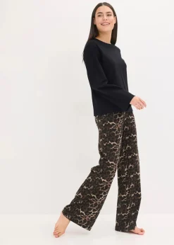 Damen bonprix Wäsche·Nachtwäsche|Nachtwäsche|Pyjama mit Rippshirt und weiter Hose