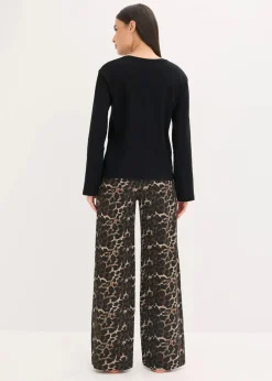 Damen bonprix Wäsche·Nachtwäsche|Nachtwäsche|Pyjama mit Rippshirt und weiter Hose