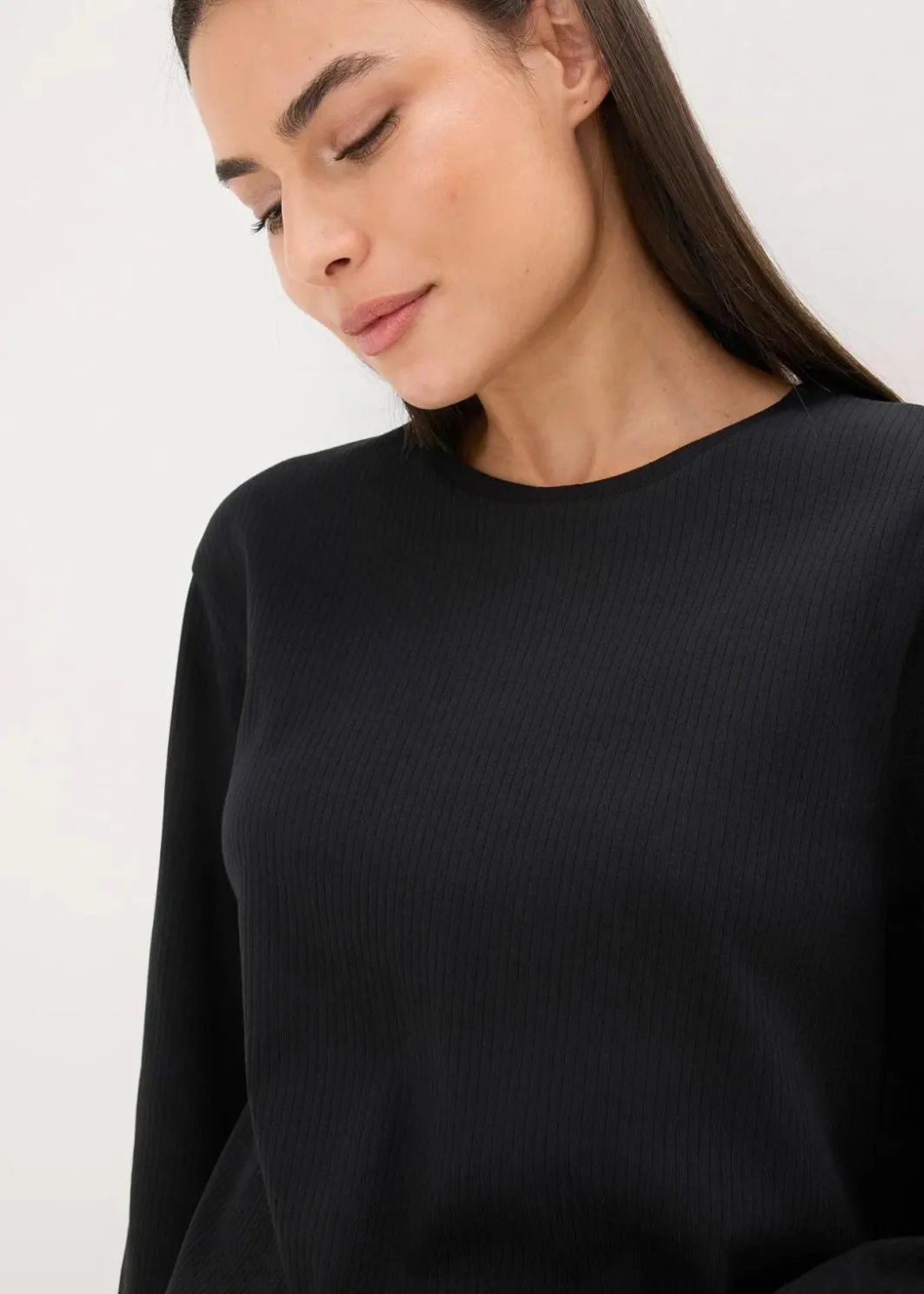 Damen bonprix Wäsche·Nachtwäsche|Nachtwäsche|Pyjama mit Rippshirt und weiter Hose
