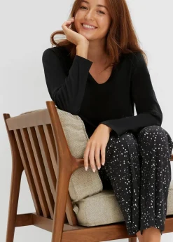 Damen bonprix Wäsche·Nachtwäsche|Nachtwäsche|Pyjama mit schimmerndem Druck