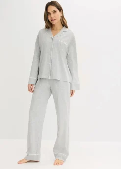 Pyjama mit Viskose und Knopfleiste Damen Wäsche·Nachtwäsche|Nachtwäsche