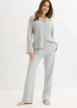 Pyjama mit Viskose und Knopfleiste Damen Wäsche·Nachtwäsche|Nachtwäsche