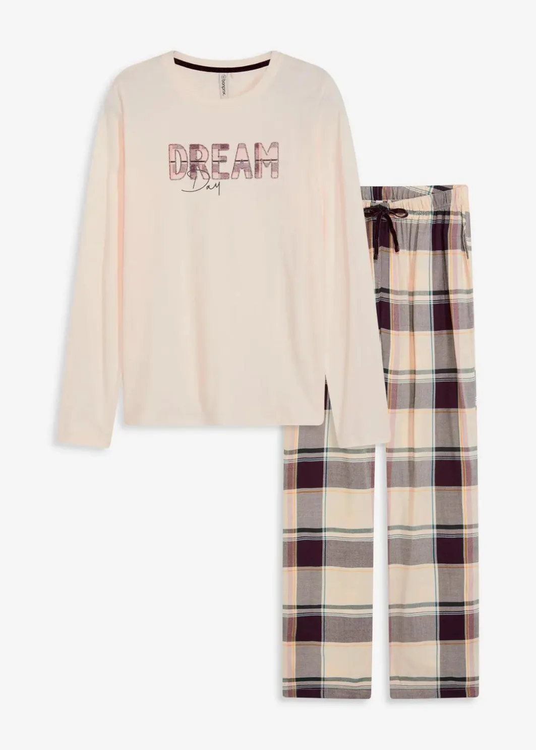 Damen bonprix Wäsche·Nachtwäsche|Nachtwäsche|Pyjama mit weicher Webhose und Geschenktasche