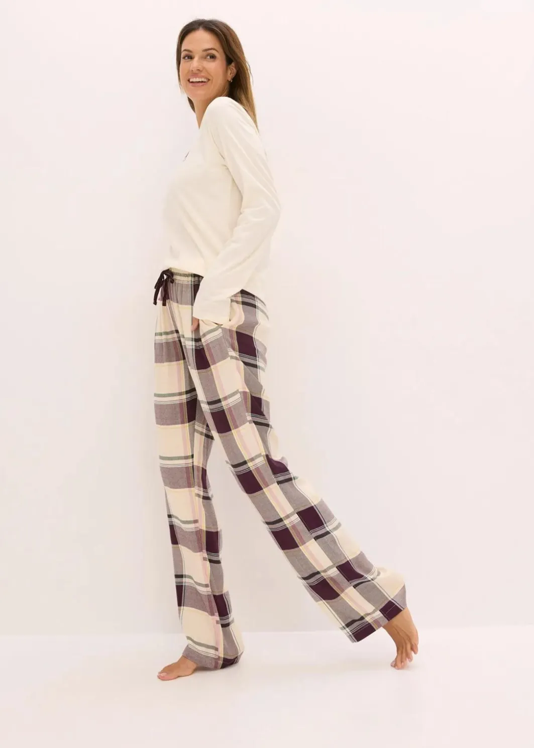 Damen bonprix Wäsche·Nachtwäsche|Nachtwäsche|Pyjama mit weicher Webhose und Geschenktasche